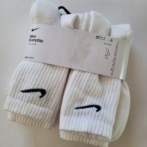 NIKE 6pk everyday cotton Crew socks Size L White